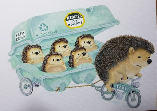 Lorna, Hedgehogs, Gouache.